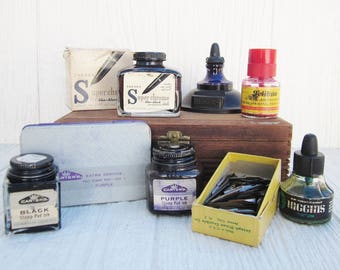 Vintage Ink Bottle Collection: Parker, Higgins, Pelikan, Carters