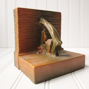 Vintage Roseville Pottery Brown Bushberry Bookend 9, Single