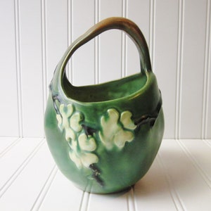 1928 Roseville Dogwood II Pottery Basket Bowl