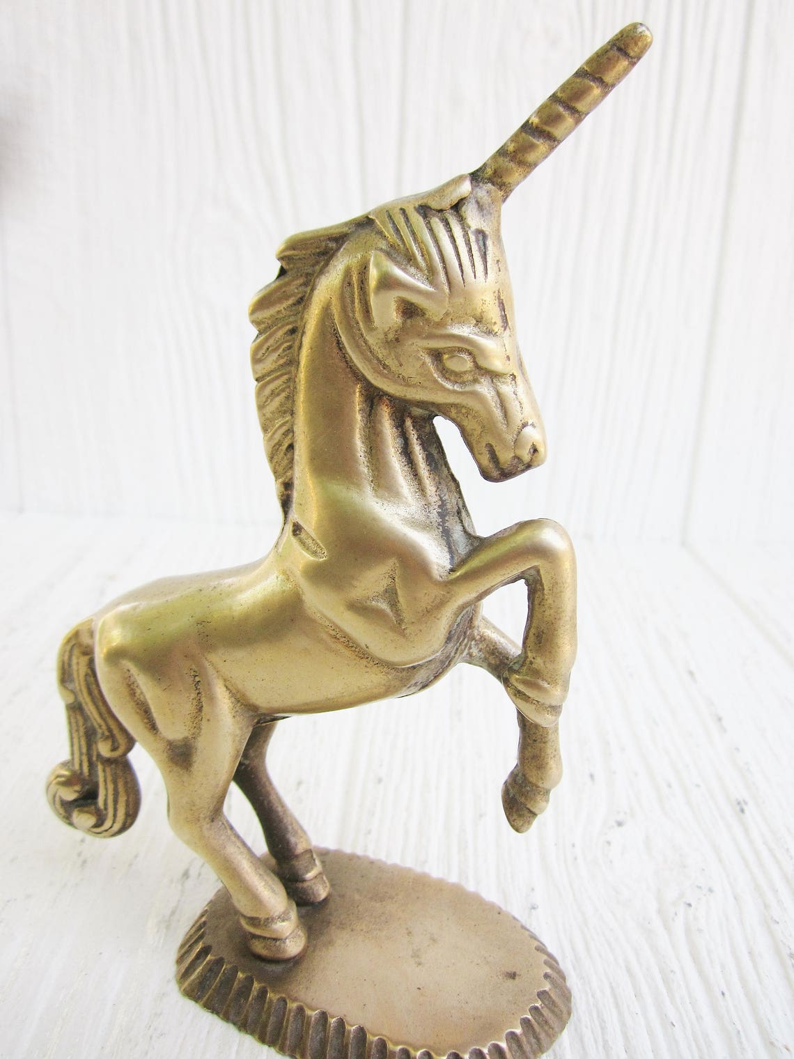 Vintage Brass Unicorn Figurine Brass Animal Fantasy Unicorn Etsy