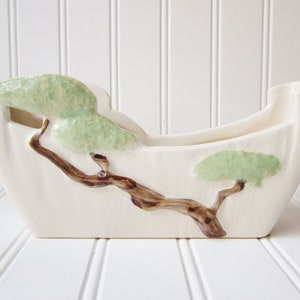 Roseville Pottery Ming Tree Planter, 1947 White Ming Tree Window Box Planter 568-8, Mid Century Decor