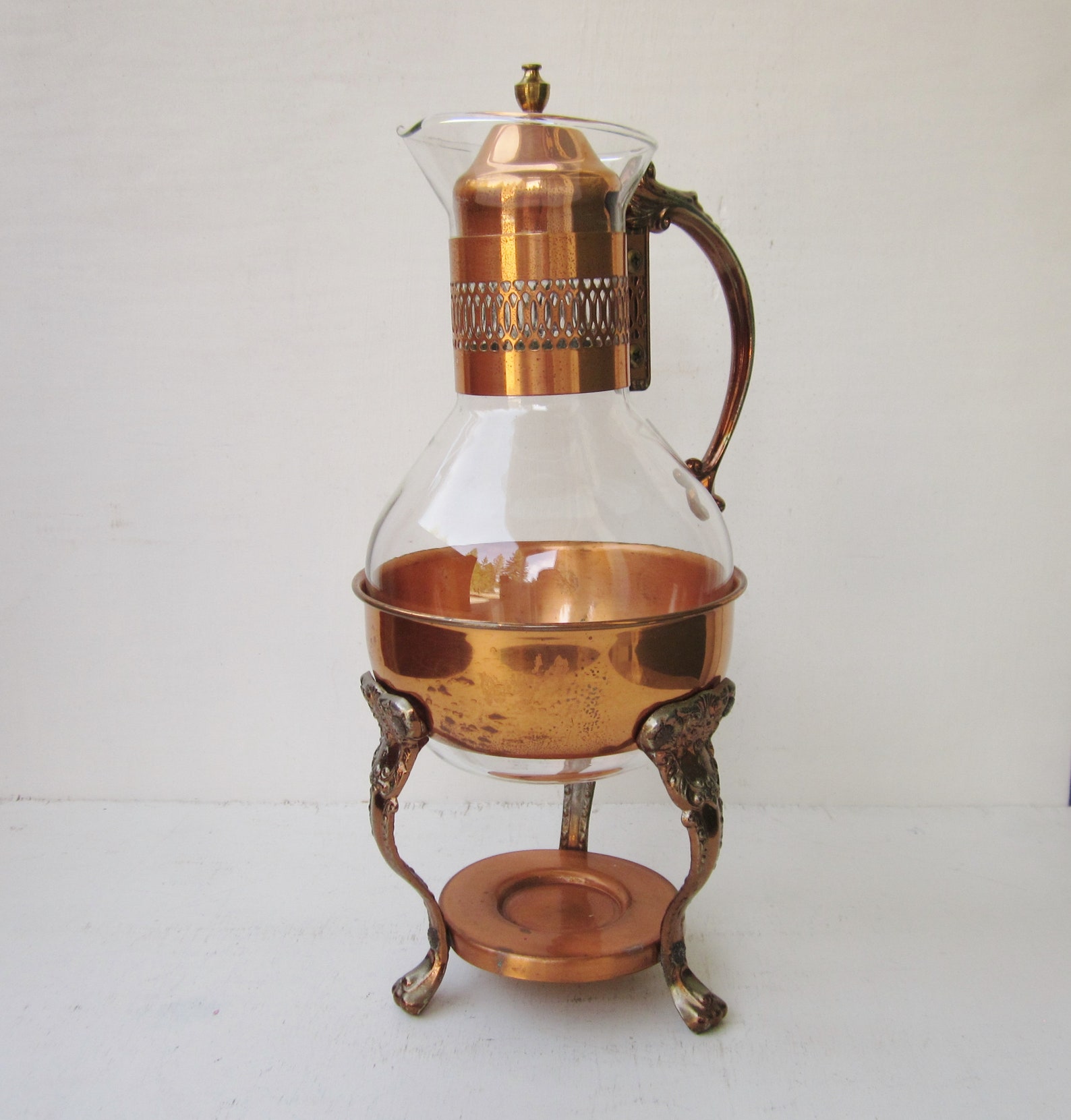 Vintage Copper Coffee Carafe with Lid and Warmer Stand Etsy