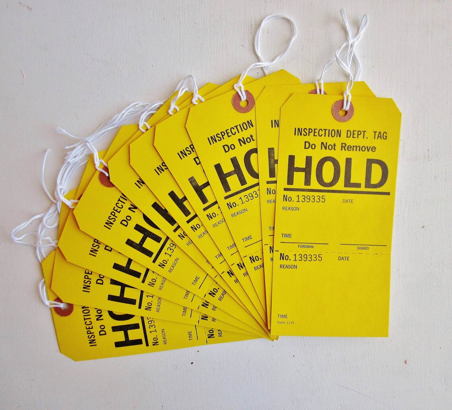 10 Large Yellow Tags With Strings Perforated Industrial Tags Etsy