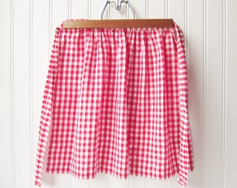 Vintage Handmade Apron, Red and White Gingham Children's Half Apron