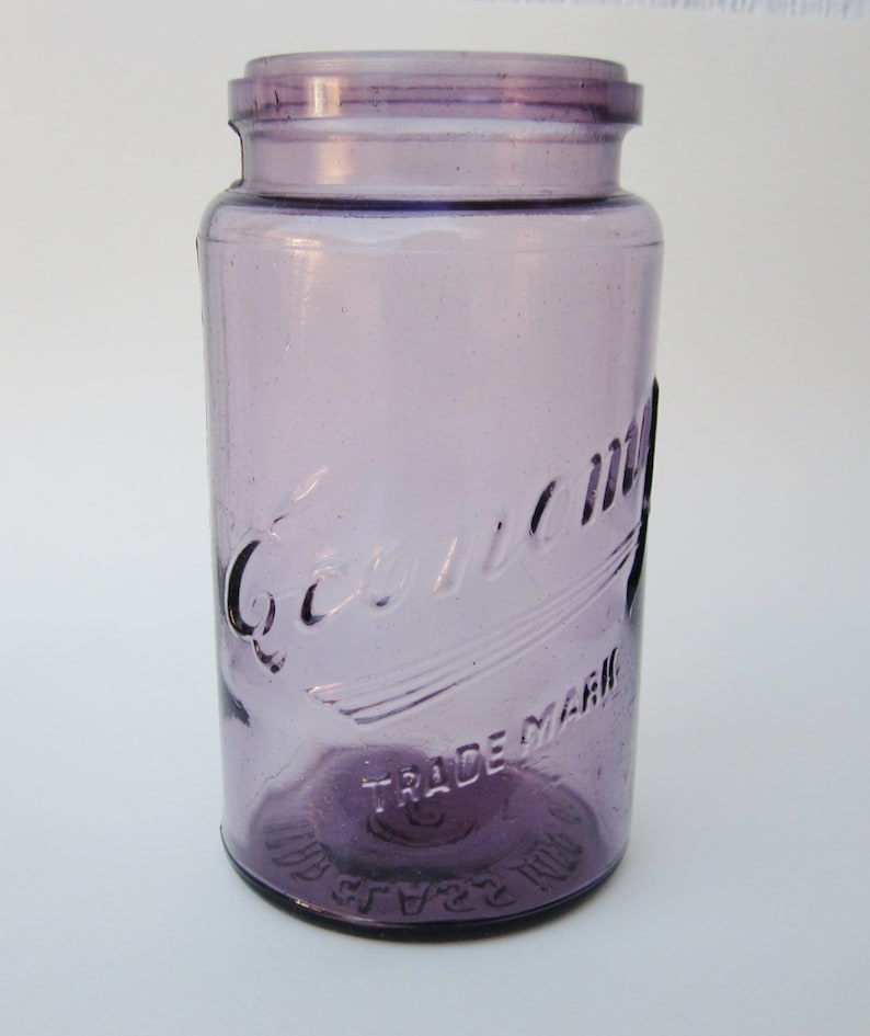 Antique Sun Purple Glass Jar Kerr Economy Trademark Amethyst Etsy