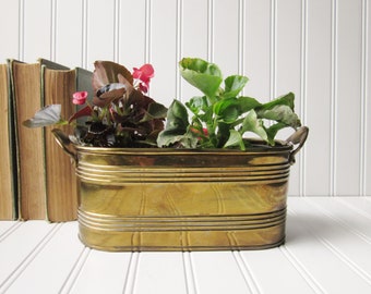 Vintage Brass Planter with Handles Made in India