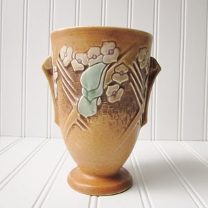 Roseville Brown Clemana Vase 750-6, 1934 Art Deco Roseville Pottery Vase