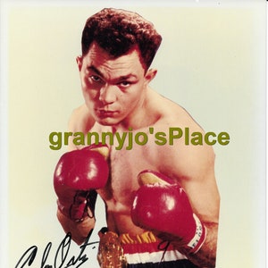 Foto de boxeo autógrafa original firmada a mano de Carlos Ortiz de los años 1990