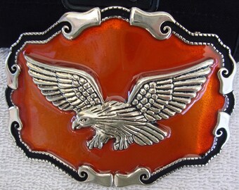 1980 's Metal Belt Buckle, 3-D Eagle Motif Unisex New Old Stock