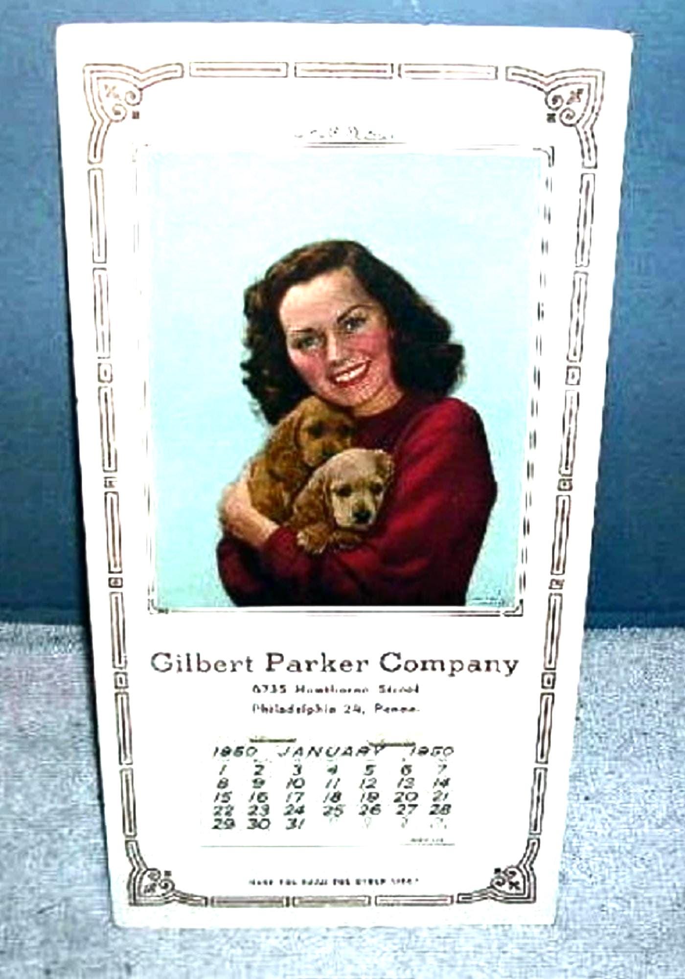 Buy 1950 Gilbert/parker Advertising Calendar, Phila. Penna. Lady 