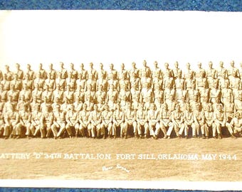 WW 2 Panoramic Photograph Of Battery D, 34th Battalion, Fort Sill Oklahoma 1944