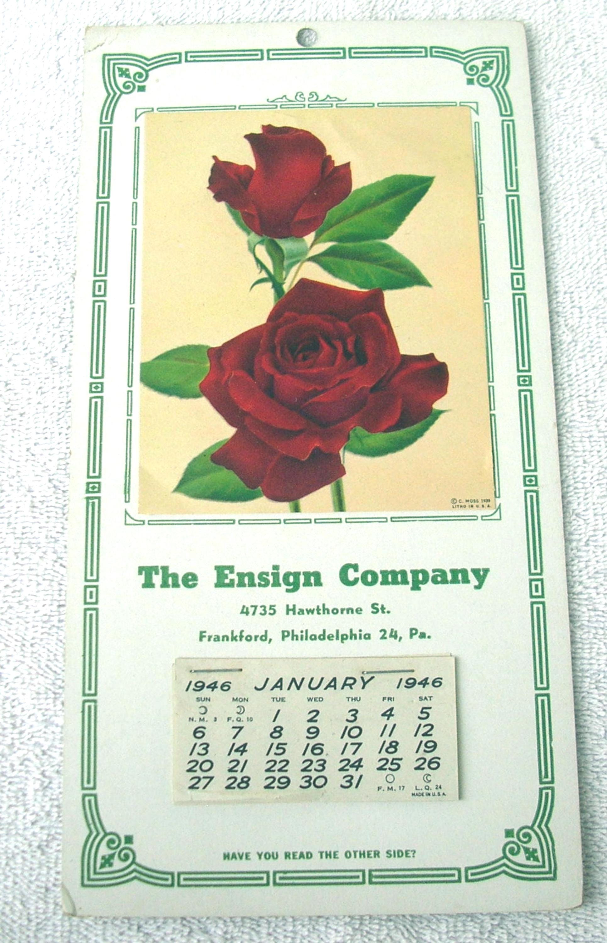 オリジナル年間カレンダー 1946 Yearly Calendar