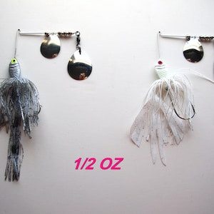 2 Hand Tied 1/2 oz, Double Blade Spinnerbait, All Freshwater Fish Lot #16