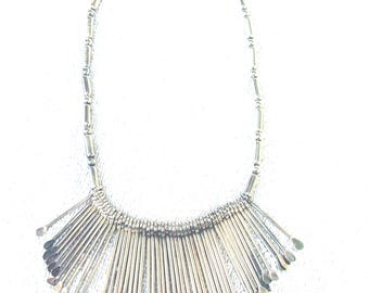Vintage zilverkleurige tribal BoHo-slabbetje-stijl ketting 88, 5 gram Mexico?