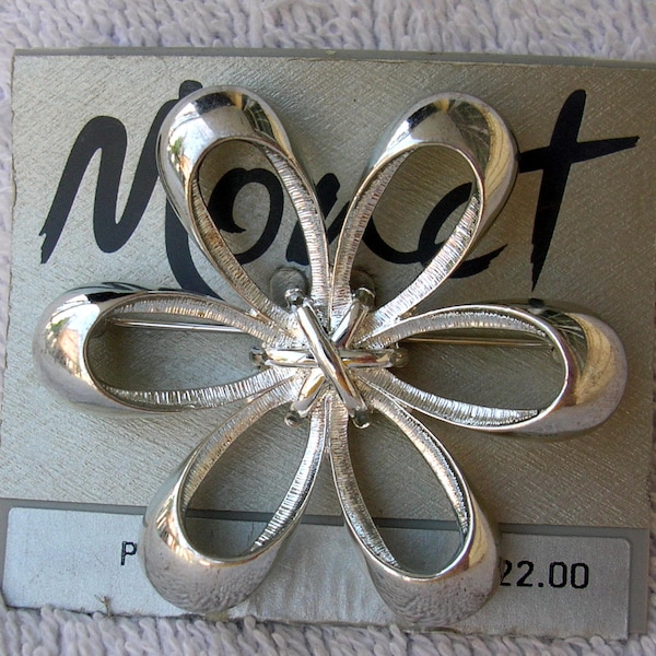 Monet Heavy Silver Tone Pin/Brooch, New Old Stock # M-3, stocking stuffer