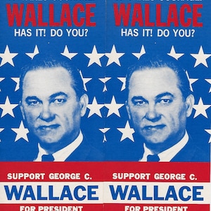 6 Original 1968 GEORGE WALLACE für Wahlkampfbroschüre, Ungebraucht