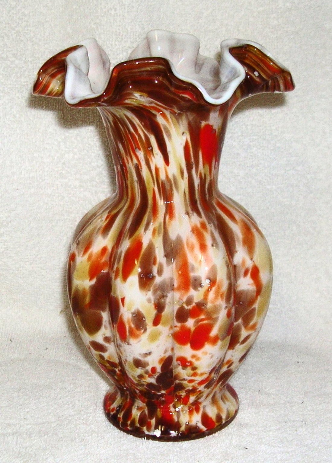 フェントン　花瓶　ヴィンテージ　① ヴィンテージ フェントン ヴァーサ・ムリーナ アートガラス花瓶