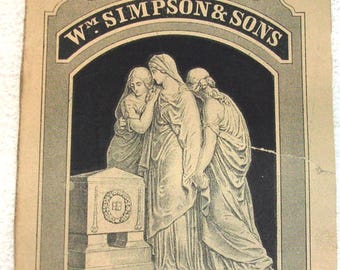 Imprenta textil publicitaria original de Wm Simpson & Sons de Filadelfia, 1869