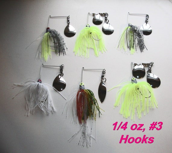 6 Hand Tied 1/4 Oz Spinnerbait, Bass & Freshwater Game Fish Lot A