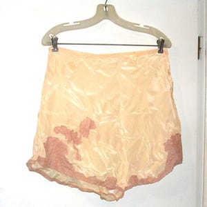 Art Deco Flapper Silk/Satin Lace Trim, side button, Under garment Beige Rose #B