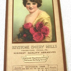 Original 1925  Advertising Calendar, Beautiful Calendar Girl Roguish Eyes, New Old Stock