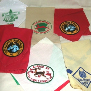 7 Vintage BOY SCOUT, Kerchief Neckerchief, BSA, Some with Patches, Pennsylvania