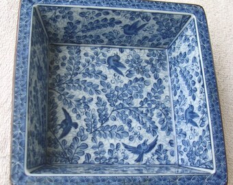 Chinese19th century Blue & White, Blue Bird Bowl, Signed, Excellent