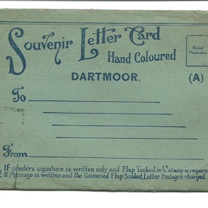 1920er Jahre Souvenir-Buchstaben-Karte mit 6 farbige Hand Postkarten, Dartmoor In der U-K von Andrew Beer, aufgeführten Künstler
