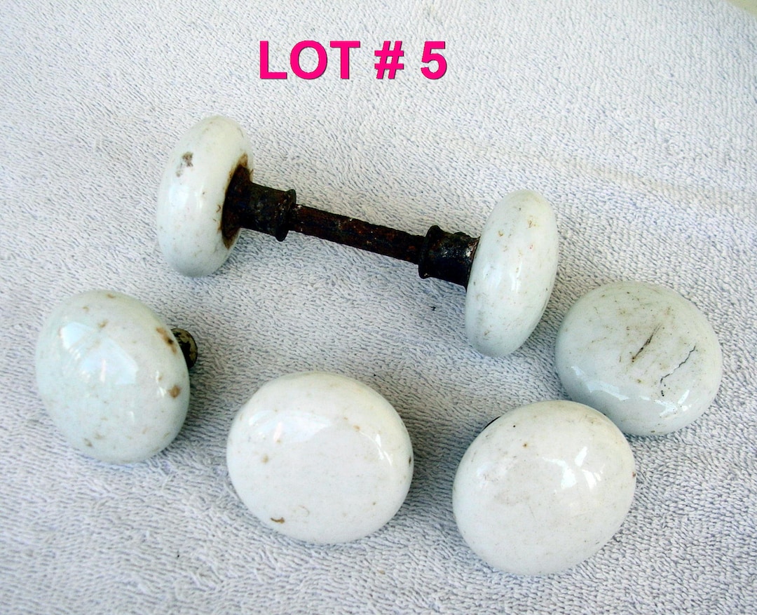 6 Antique Smooth Milk Glass Door Knobs Lot 5 Etsy