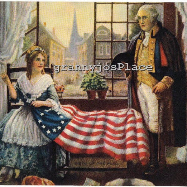 1940's Calendar Art Lithograph, titled, "BIRTH Of THE FLAG" , Published by B P Inc.