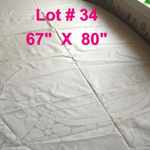 Cutwork Tischdecke & 8 Servietten aus den 40er Jahren, weiß, 67 &quot;X 80&quot; Lot # 34