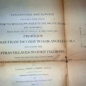 1855 War Department, Jeff Davis Kaart Van de rivier de Mississippi tot de Stille Oceaan, RR-routes