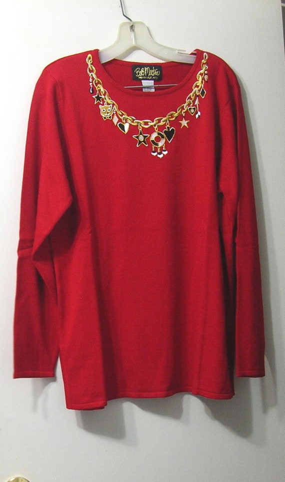 Bob Mackie Wearable Art Embroidered Sweater Size M