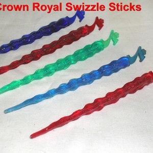 5 Vintage SEAGRAM&#39;S 7 Crown Blended Whiskey, Cocktail Swizzle Sticks, Lot # C