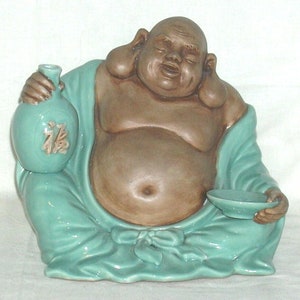 Large Vintage Andrea Sculpture by Sadek, japanese Mudman Buddha