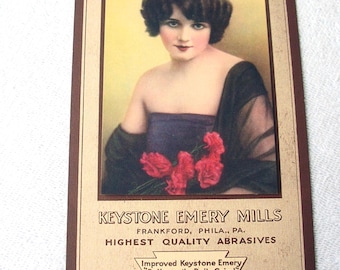Calendrier publicitaire Keystone 1925 août. sept. oct. Calendar Girl New Old Stock