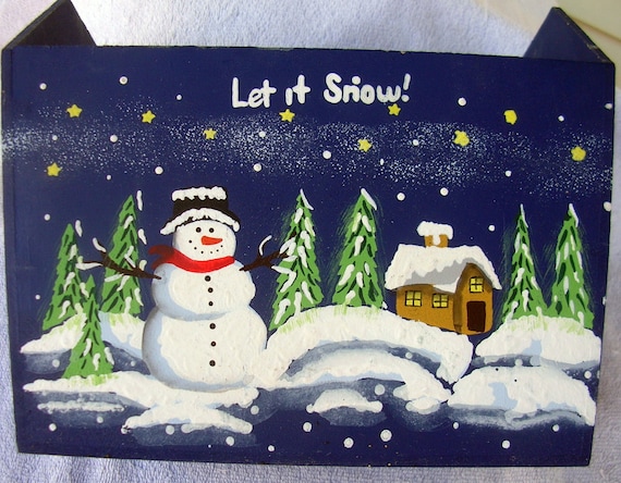 Vintage 1970s Hand Crafted & Painted Wooden Christmas Card Holder,plus..  Snowman -  Canada