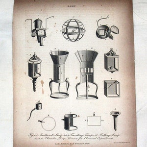 1812 Copperplate Engraving ,of Smethursts, Travelling, Rolling Lamps by J. Pass