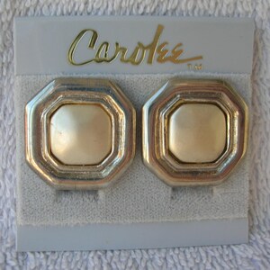 Vintage Carolee Clip On Earrings Faux Pearl & gold tone New Old Stock,