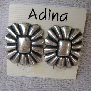 Vintage Adina Clip On Earrings Silver tone New Old Stock,