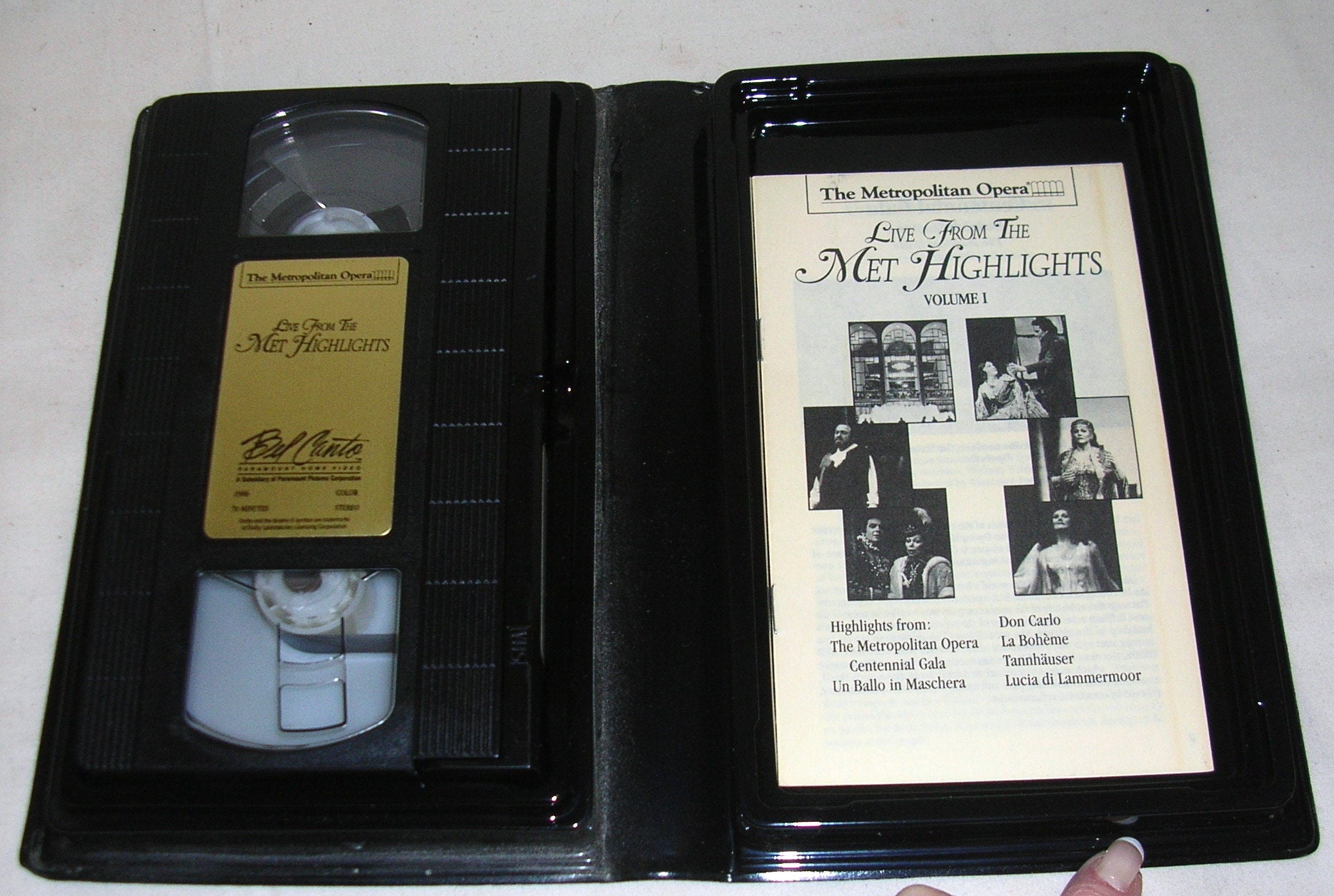 1986 VHS Video Tapes, the Metropolitan Opera, Live From the Met