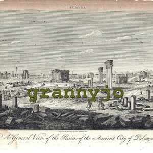 1820 Copperplate Engraving of Ruins of Ancient City of PALMYRA by John Pass