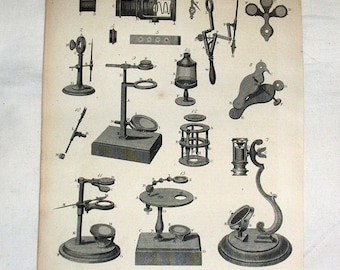 1820 Copperplate Engraving ,of Single Microscopes by J. Pass,  OPTICS  plate X