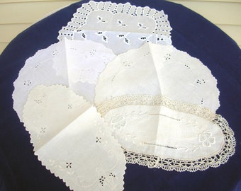 Vintage Lot of 5 Doilies, Madeira, Eyelet, Embroidered Lot # 22