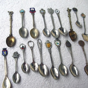 Lot of 20 Vintage Souvenir Demitasse Spoons, States, Expo, Mayflower, etc.
