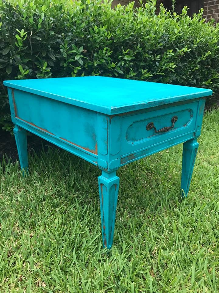 Vintage Distressed Side Table Etsy