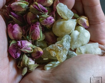 Frankincense Rose Attar-HYDROSOL: A classic co-distillation of Royal Green Hojari Frankincense and Damask Roses!