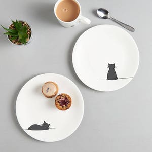 Cat Side Plates Set of Four Fine Bone China Cat Lover Gift, Cat Kitchen Decor, Cute Cats, Stylish Cats image 3