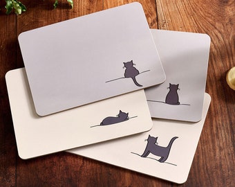 Cat Placemats, Set of 4, Cat Lover Luxury Tablemat Set,  4 Cat Designs, Cat Lover Decor, Cat Kitchen Decor