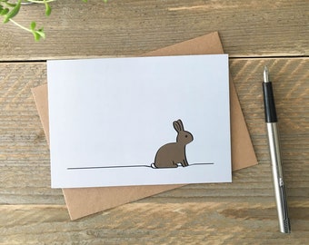 Tarjetas de conejo, Paquete de cuatro, Tarjetas de conejito amante, Tarjetas de felicitación en blanco